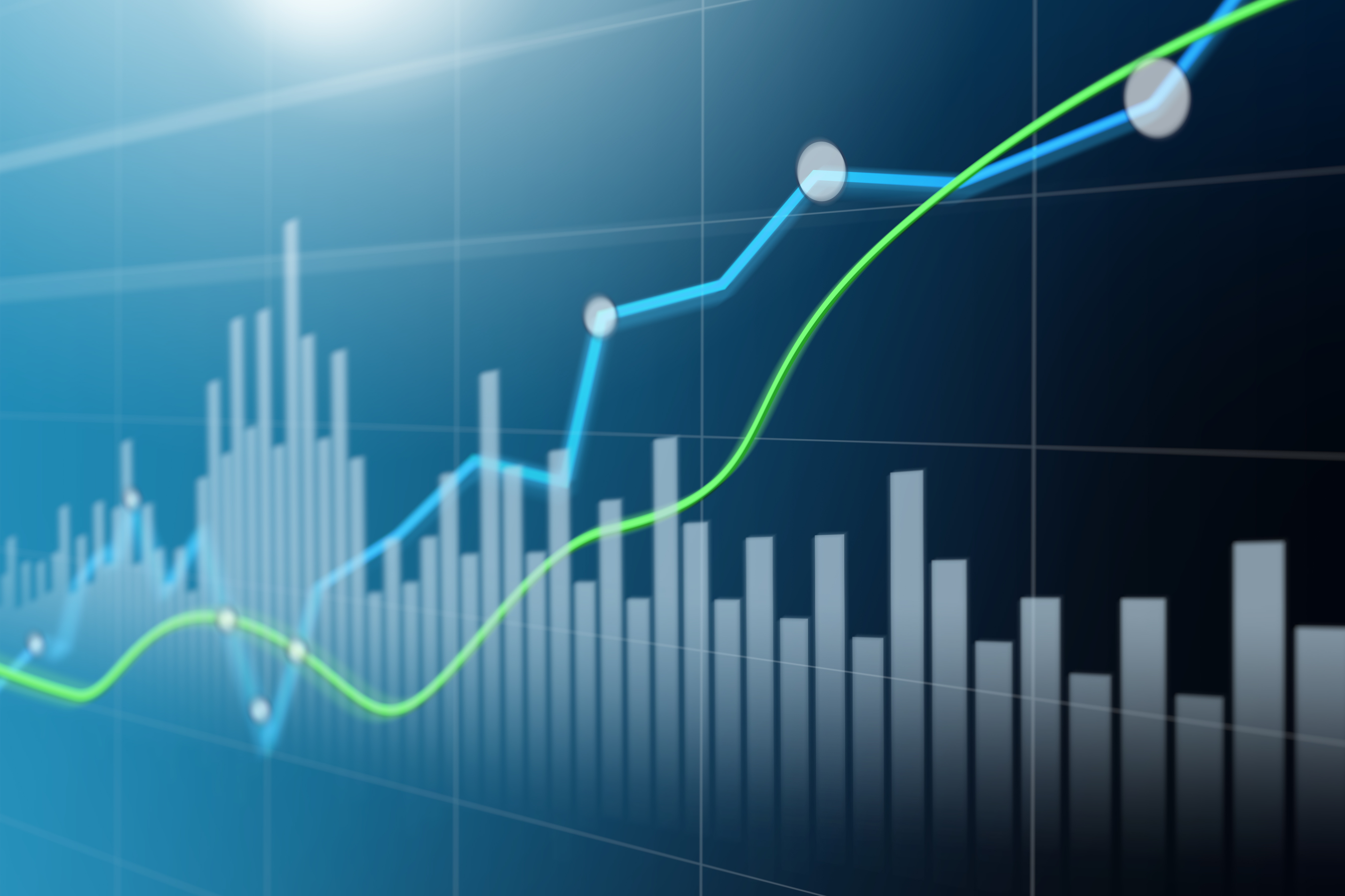 Gráficos en crecimiento Mover gráfico financiero técnico sobre experiencia en tecnología - Foto de stock de 5G libre de derechos